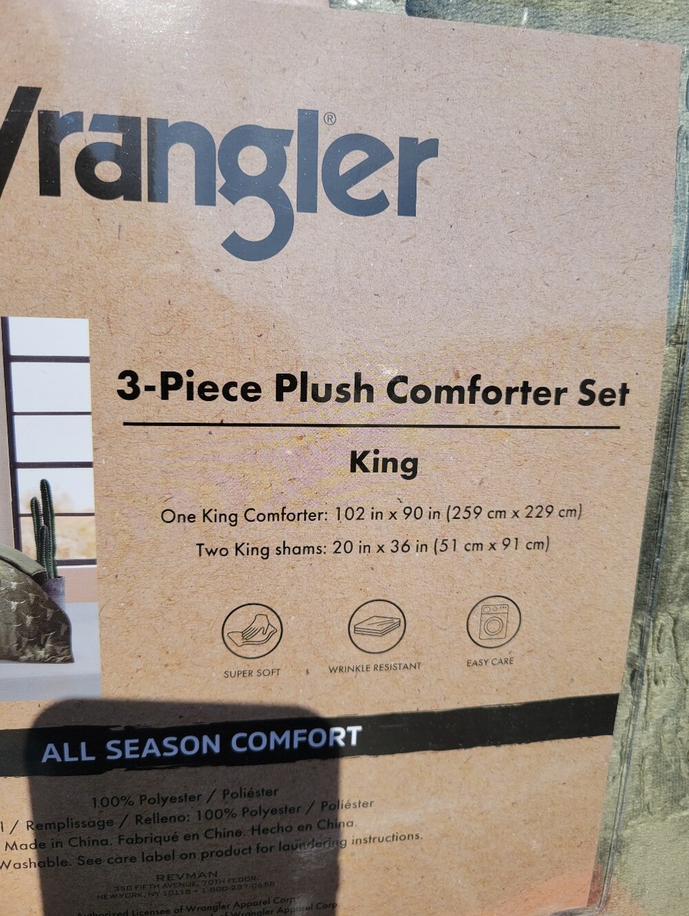 Wrangler Plush 3-Piece Comforter Set KING Olive Green Embossed